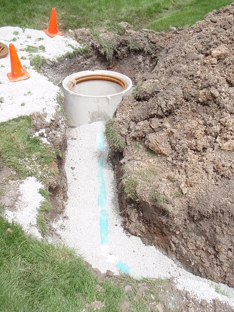 This 6" PVC is used to drain the water from the catch basin. - Bob's Grading Milwaukee
